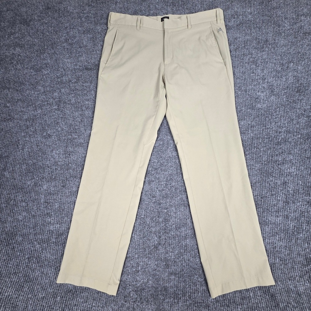 Adidas‎ Golf Pants Mens 36x34 Tan Straight Leg Performance Flat Front